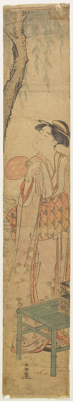 （柳の木の下のコートサン冷却） 作： Katsukawa Shuncho